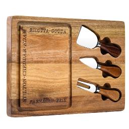 How does the natural grain of a high-quality acacia wood cutting board enhance luxury food presentation?